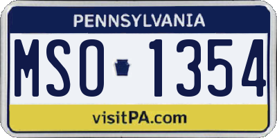 PA license plate MSO1354