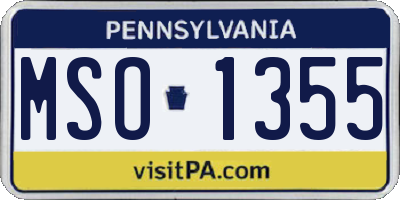 PA license plate MSO1355
