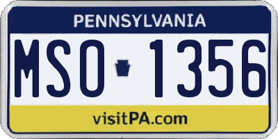 PA license plate MSO1356