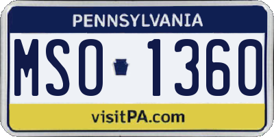 PA license plate MSO1360