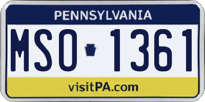PA license plate MSO1361