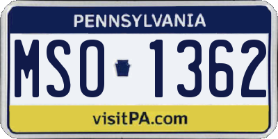PA license plate MSO1362