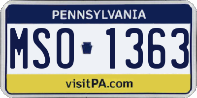 PA license plate MSO1363