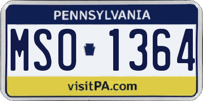 PA license plate MSO1364