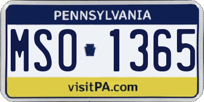 PA license plate MSO1365