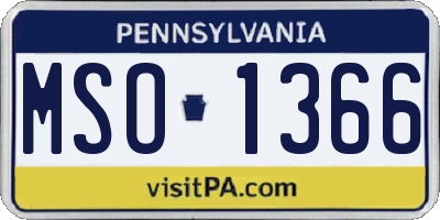 PA license plate MSO1366