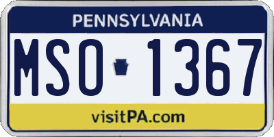 PA license plate MSO1367