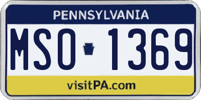 PA license plate MSO1369