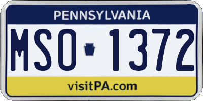 PA license plate MSO1372