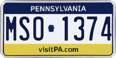 PA license plate MSO1374