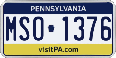 PA license plate MSO1376