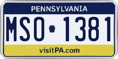 PA license plate MSO1381