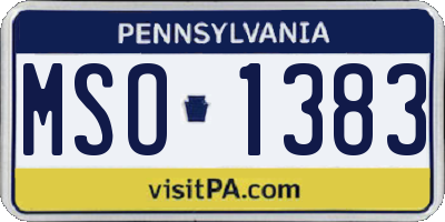 PA license plate MSO1383