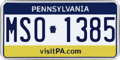 PA license plate MSO1385