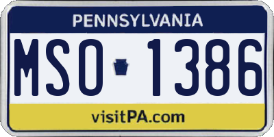 PA license plate MSO1386