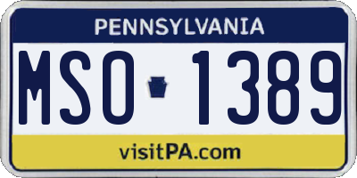 PA license plate MSO1389