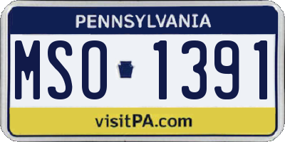 PA license plate MSO1391