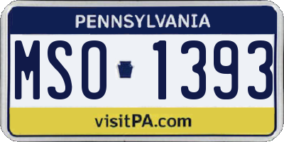 PA license plate MSO1393