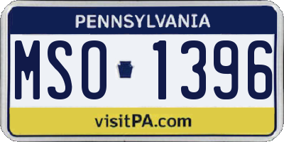 PA license plate MSO1396