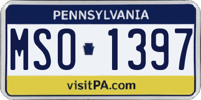 PA license plate MSO1397