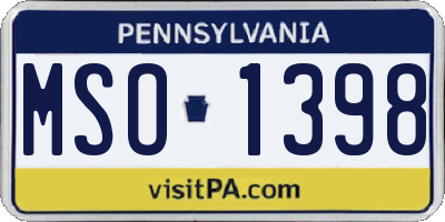 PA license plate MSO1398