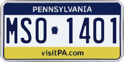 PA license plate MSO1401