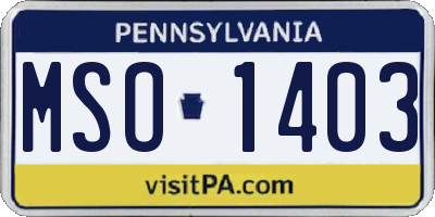 PA license plate MSO1403