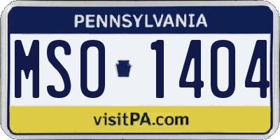 PA license plate MSO1404