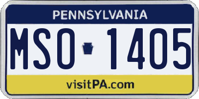 PA license plate MSO1405