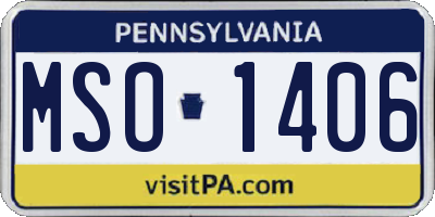 PA license plate MSO1406