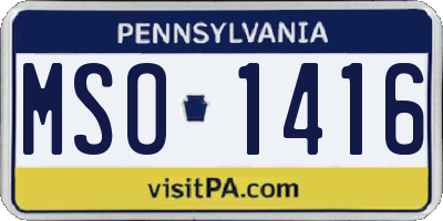 PA license plate MSO1416