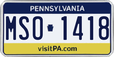 PA license plate MSO1418