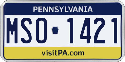 PA license plate MSO1421