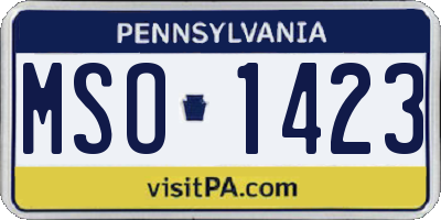PA license plate MSO1423