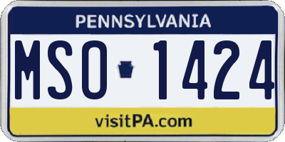 PA license plate MSO1424