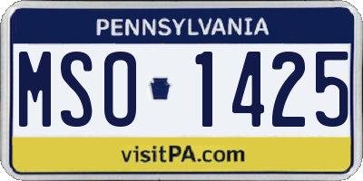 PA license plate MSO1425