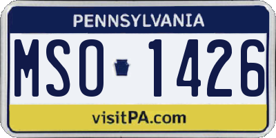 PA license plate MSO1426