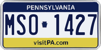 PA license plate MSO1427