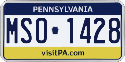 PA license plate MSO1428
