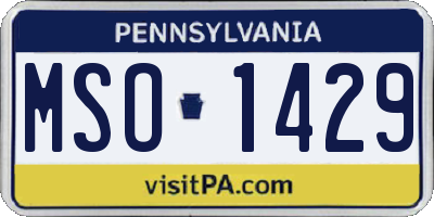 PA license plate MSO1429