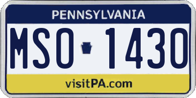 PA license plate MSO1430