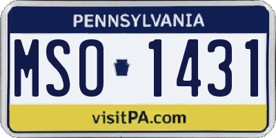 PA license plate MSO1431