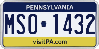 PA license plate MSO1432