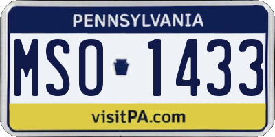 PA license plate MSO1433