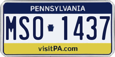 PA license plate MSO1437