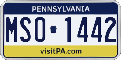 PA license plate MSO1442