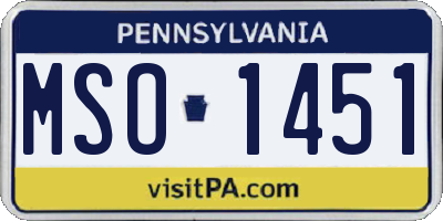 PA license plate MSO1451