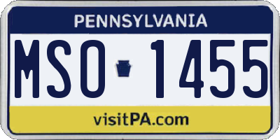 PA license plate MSO1455