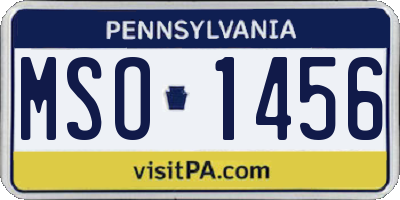 PA license plate MSO1456