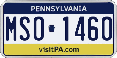 PA license plate MSO1460